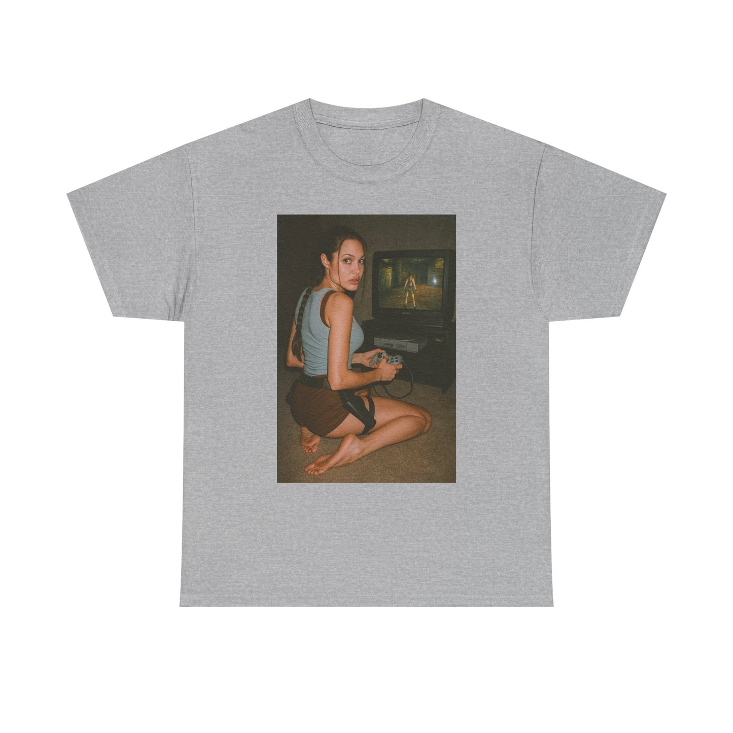 Tomb raider Graphic T Shirt Vintage Lara Croft Funny  Unisex Heavy Cotton Tee