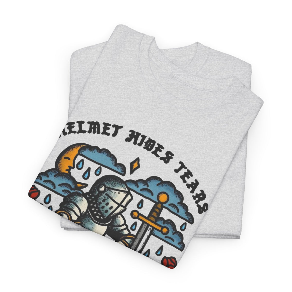 Helmet Hides Tears Medieval Graphic T Shirt Men's Heavy Cotton Tee