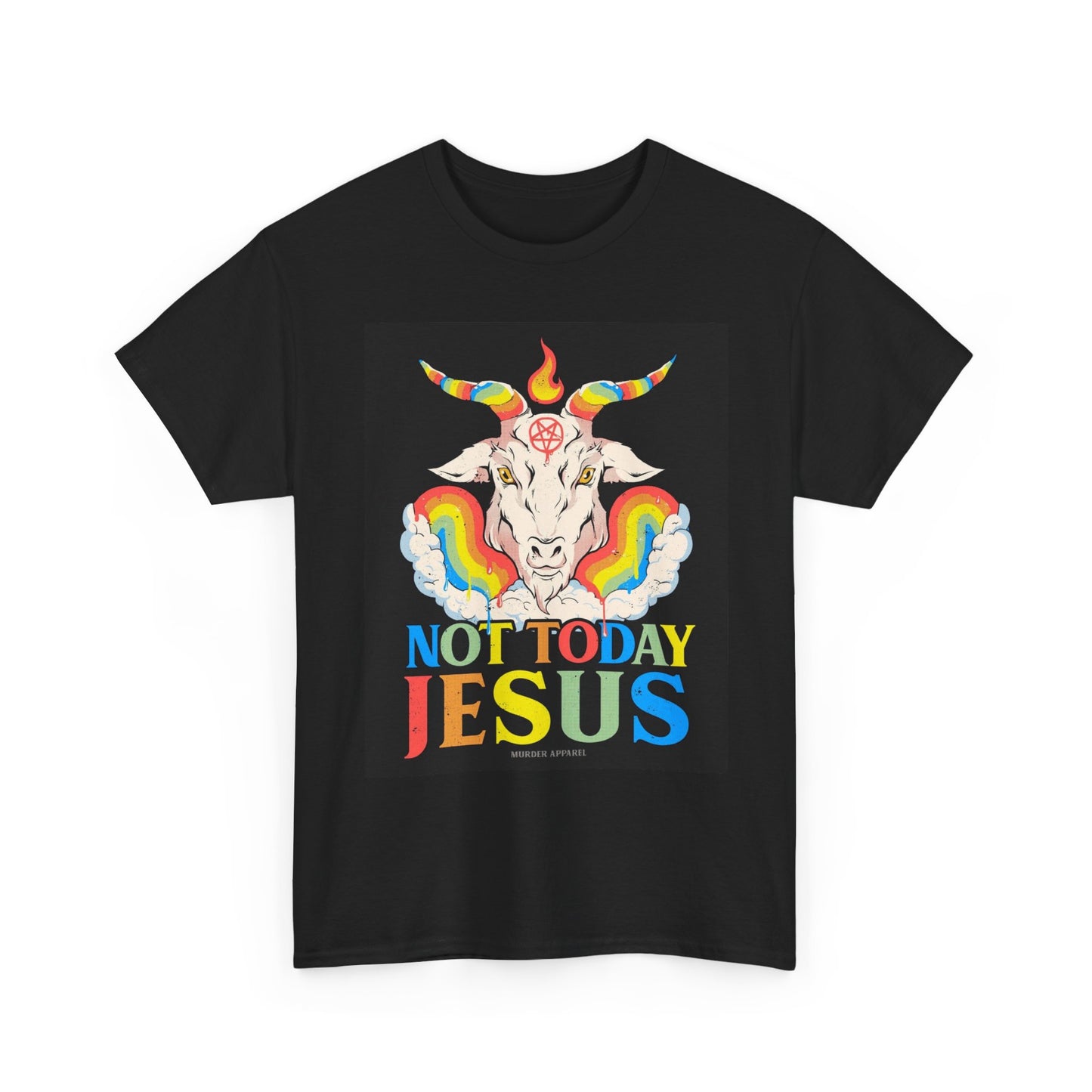 Not Today Jesus Graphic T Shirt Rainbow Flag Unisex Heavy Cotton Tee