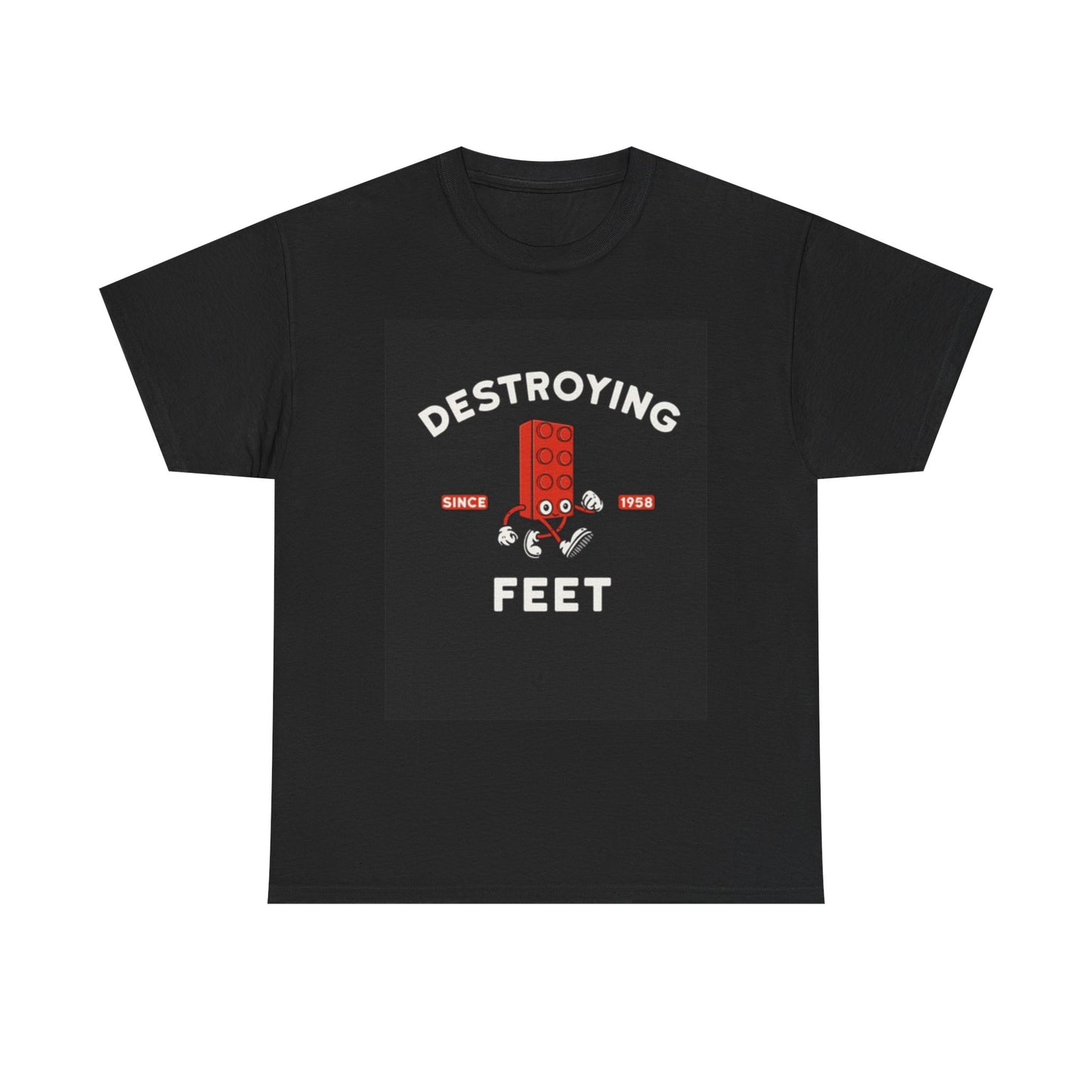 Destroying Feet Funny Legos Graphic T Shirt Vintage Unisex Heavy Cotton Tee
