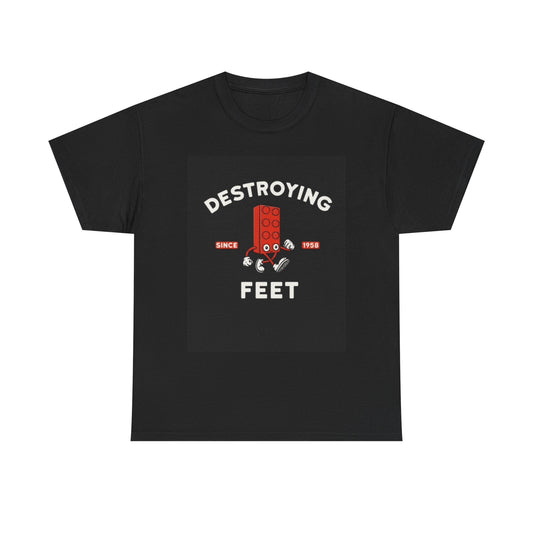 Destroying Feet Funny Legos Graphic T Shirt Vintage Unisex Heavy Cotton Tee