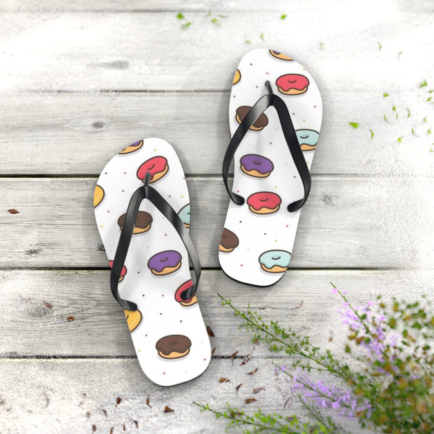 Donuts Summer Sandals, Beach Shoes, Vacation Flip Flops, Pool Slides