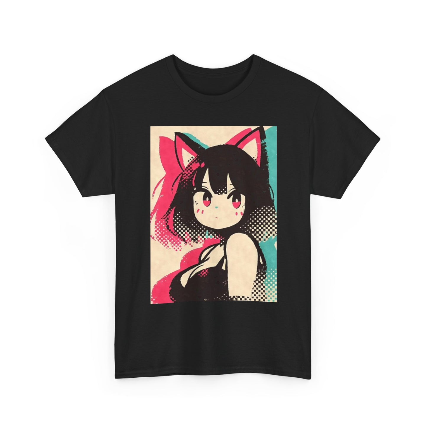 Anime Cat Woman Graphic T Shirt Cat Lady Waifu Unisex Heavy Cotton Tee