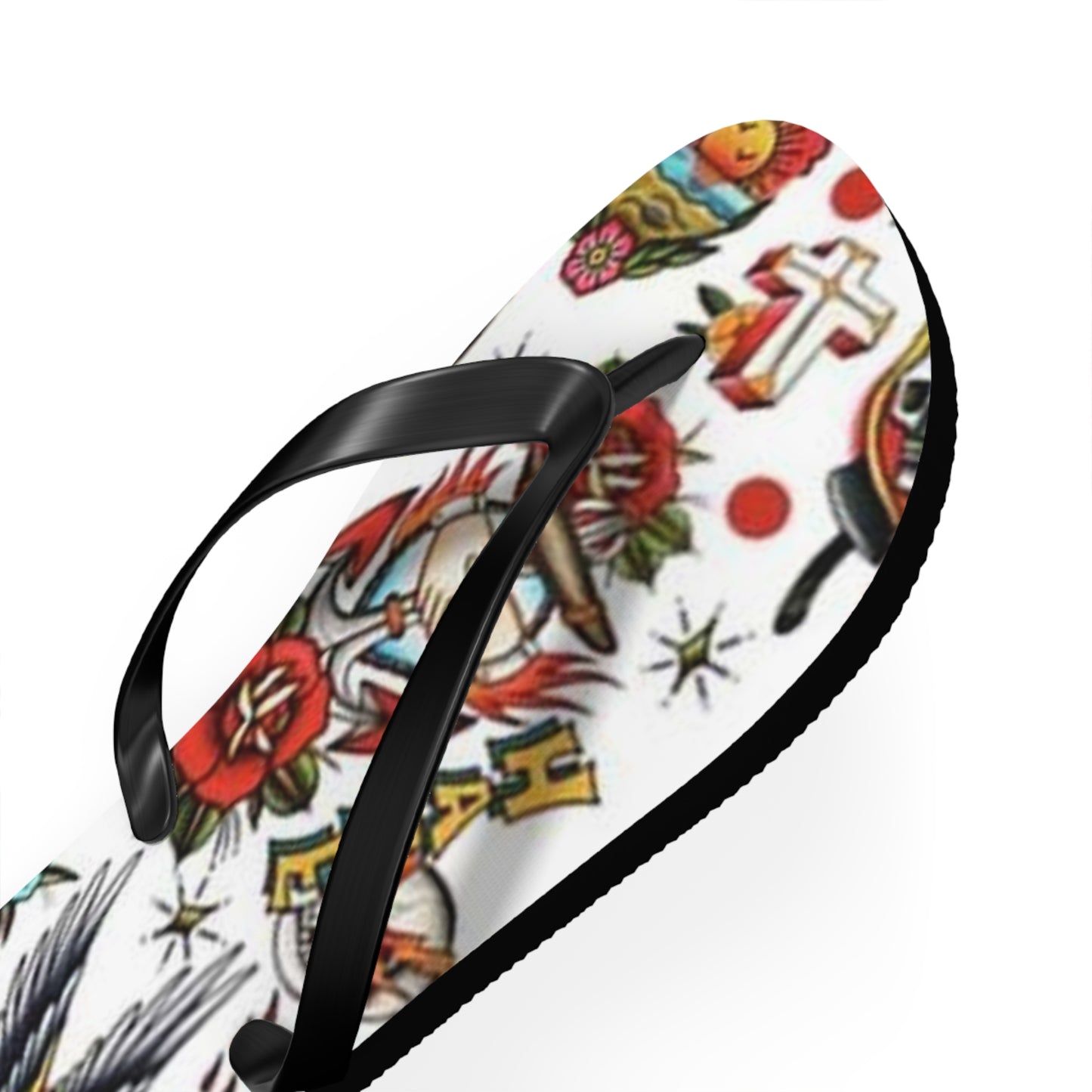 Sailor Jerry Navy Tattoos Sandals, Beach Shoes, Vacation Flip Flops, Pool Slides
