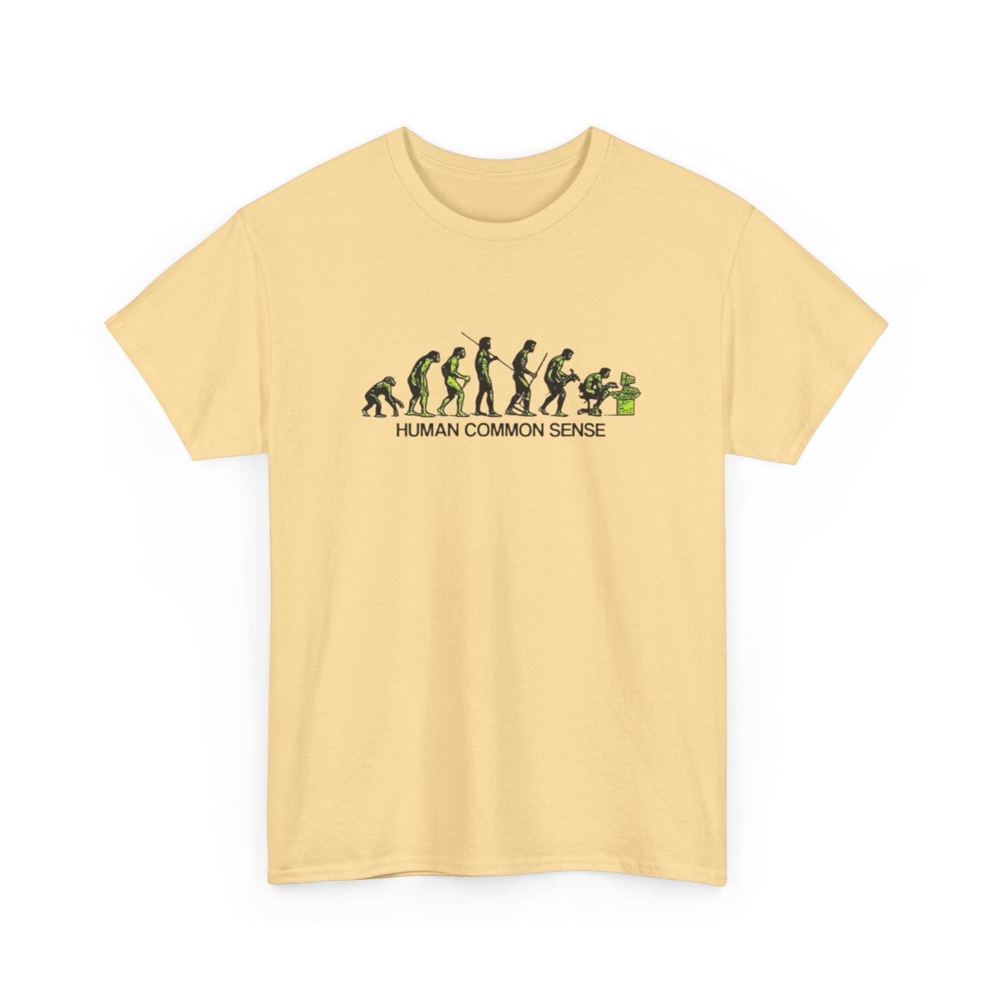 Human Common Sense Evolution Graphic T Shirt Unisex Heavy Cotton Tee Gift New