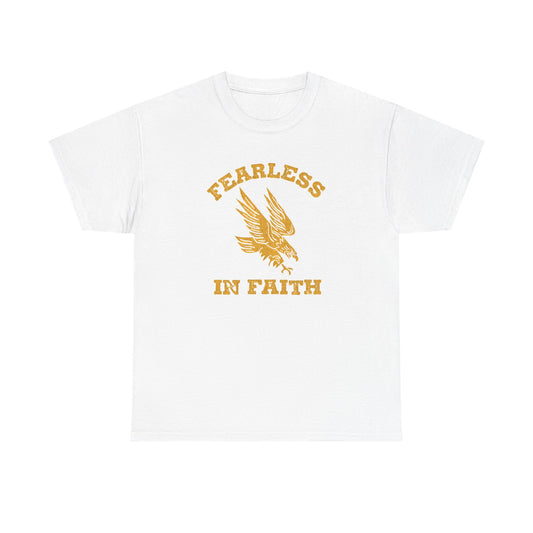 Fearless In Faith Retro Graphic T Shirt Men's Heavy Cotton Tee - Quality - Modern True to Size