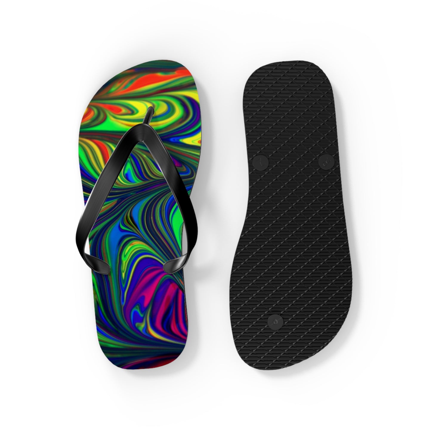 Marble Rainbow Design Flip Flops, Sandals Slides, Summer Footwear, Brand New