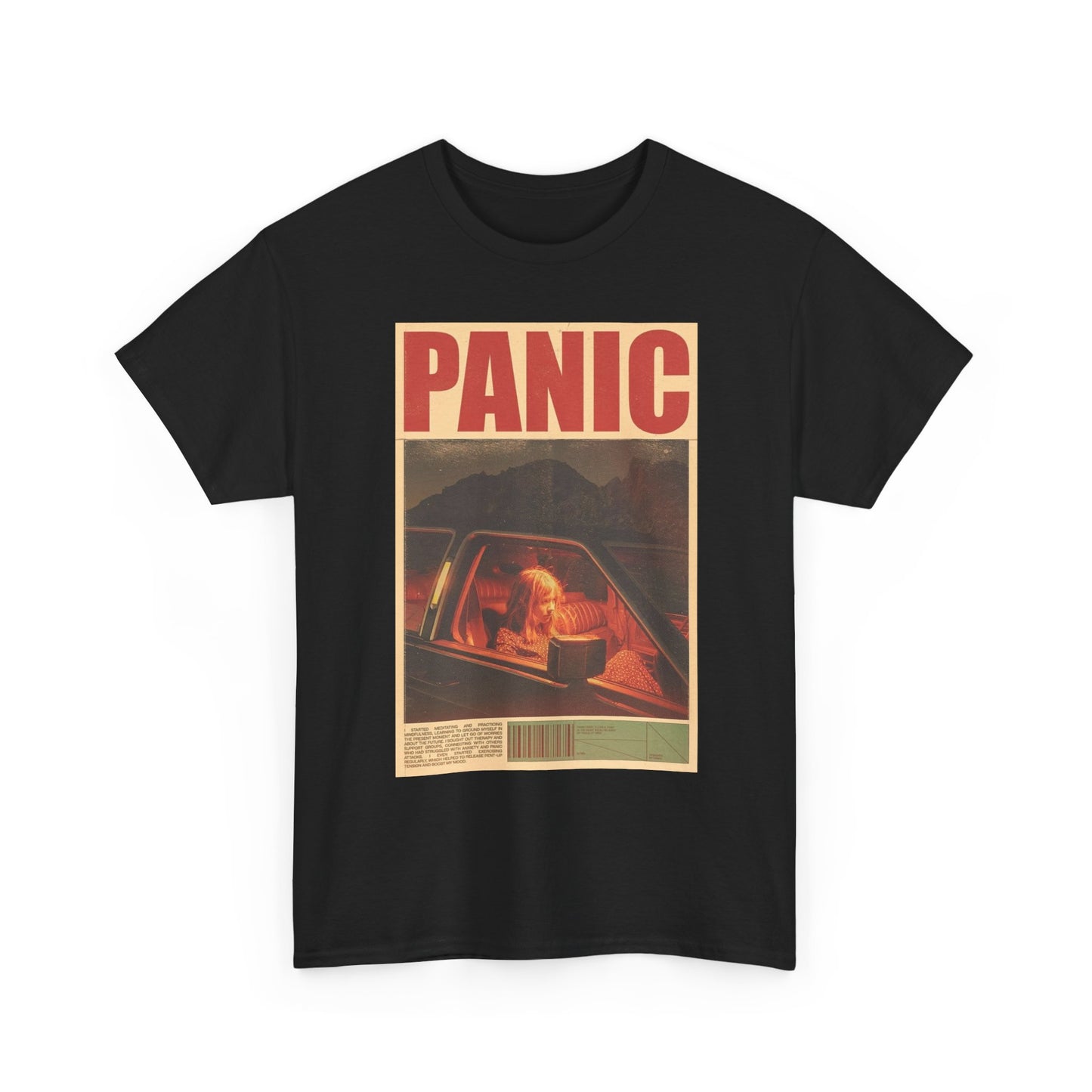 Panic Art Graphic T Shirt Unisex Heavy Cotton Tee