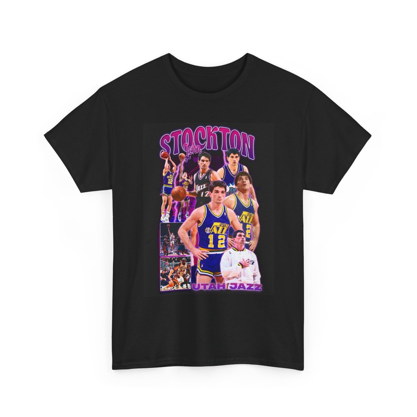 John Stockton Graphic T Shirt Vintage Basketball Retro Unisex Heavy Cotton Tee