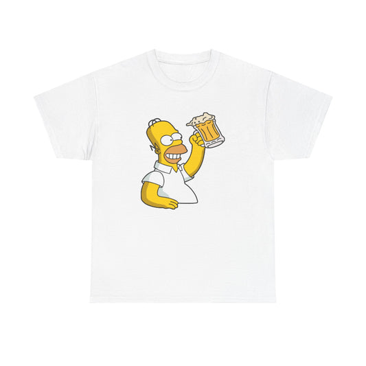 Homer Simpson Beer Graphic T Shirt Retro Funny Duff Unisex Heavy Cotton Tee