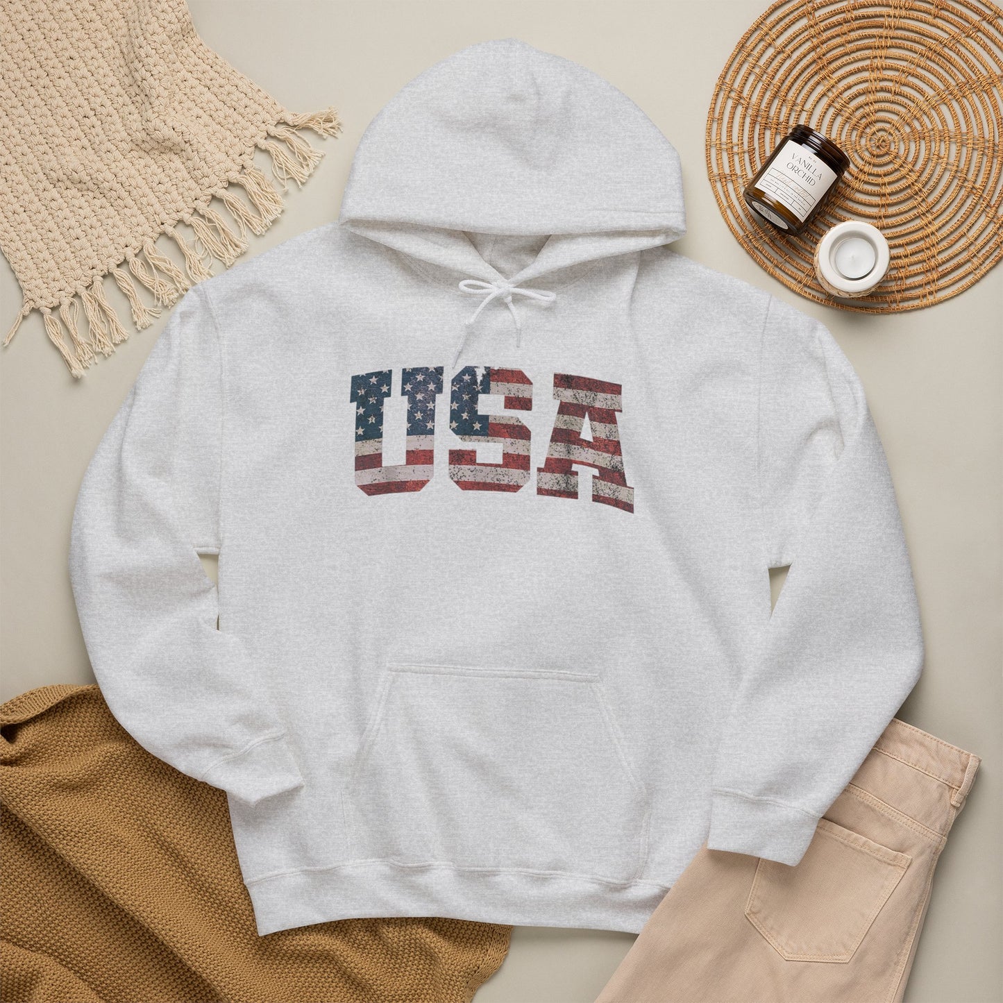 USA American Flag Retro Graphic Hoodie Men's Heavy Blend™ Hooded Sweatshirt