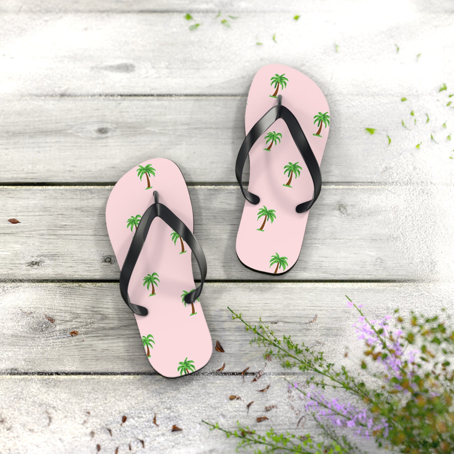 Palm Trees Pink Sandals Summer Flip Flops Slides BRAND NEW