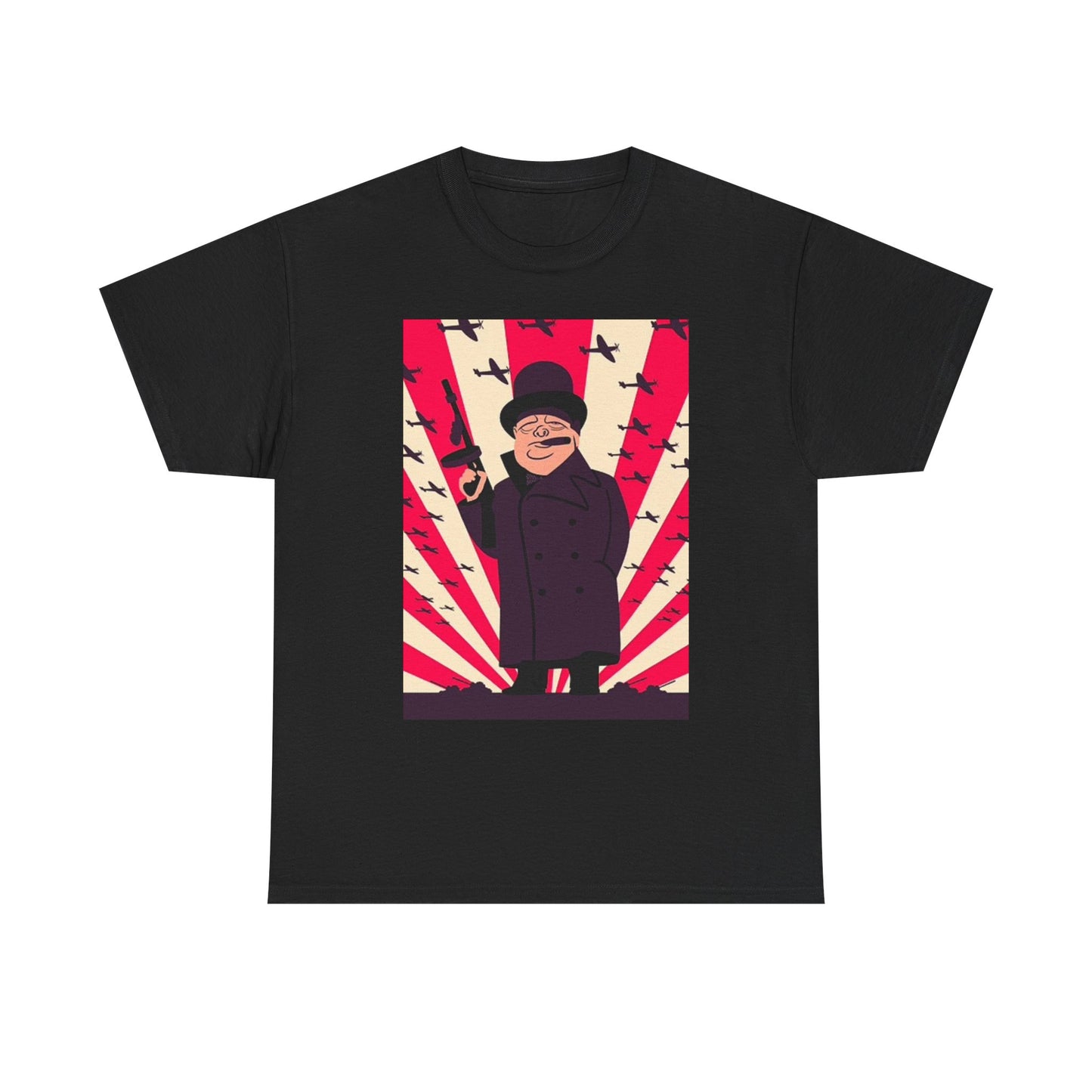Winston Churchill T Shirt Retro Cartoon Graphic Character Unisex Heavy Cotton