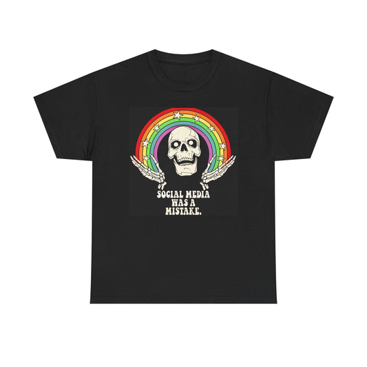 Social Media Was A Mistake Graphic T Shirt Vintage Funny Retro Heavy Cotton Tee