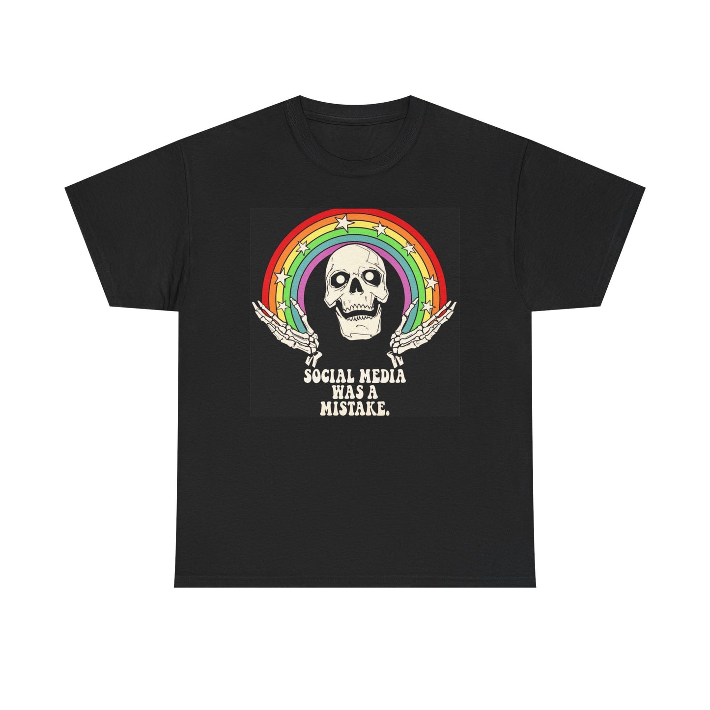 Social Media Was A Mistake Graphic T Shirt Vintage Funny Retro Heavy Cotton Tee