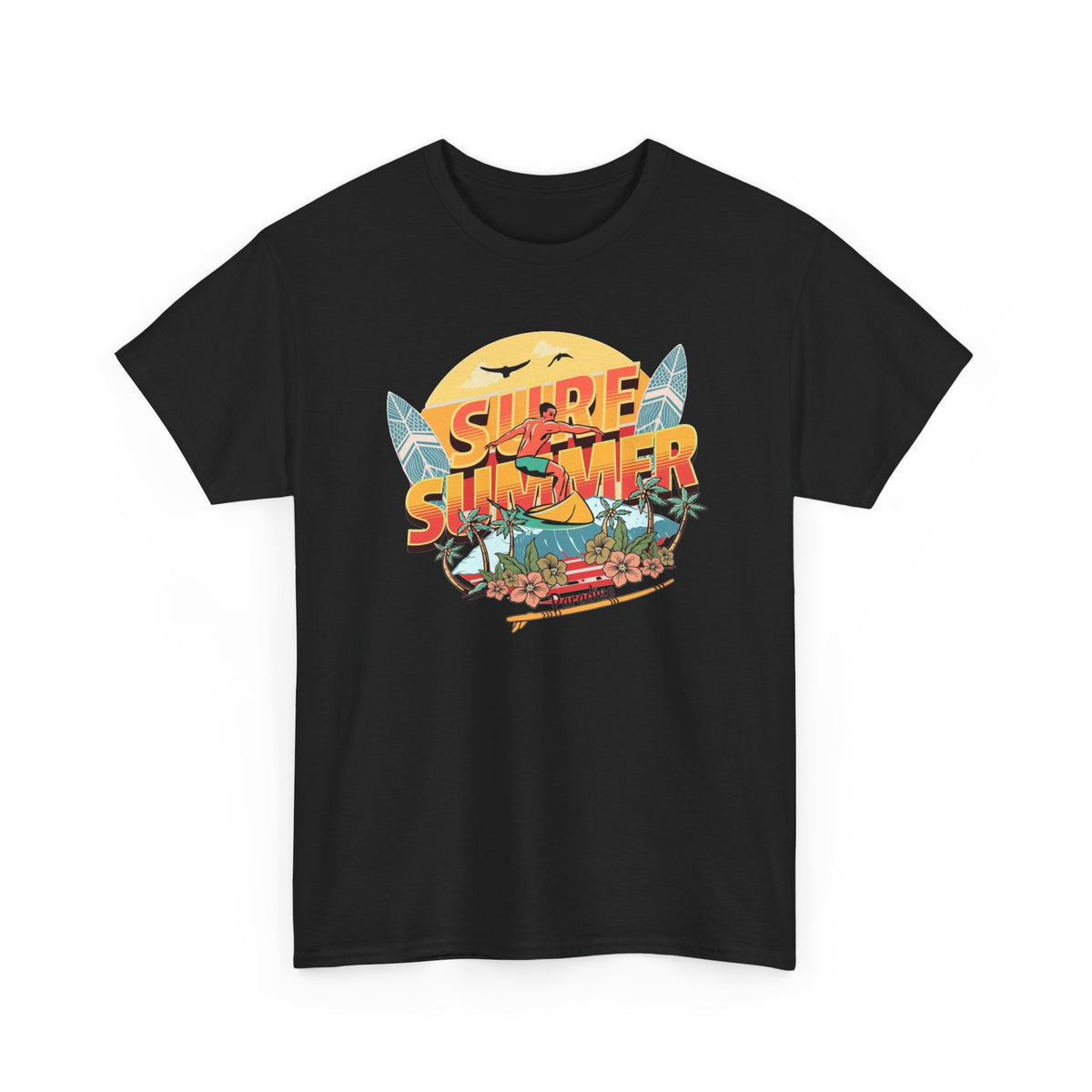 Surfing Summer Graphic T Shirt Men's Beach Heavy Cotton Tee