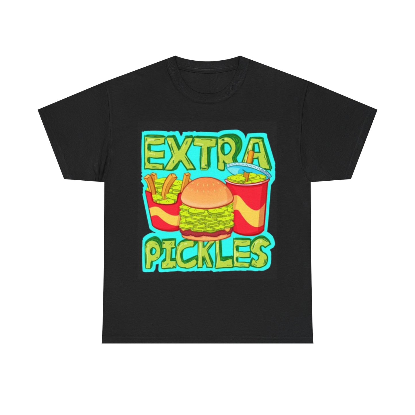 Extra Pickles Burger Shirt Funny Graphic Unisex Heavy Cotton Tee