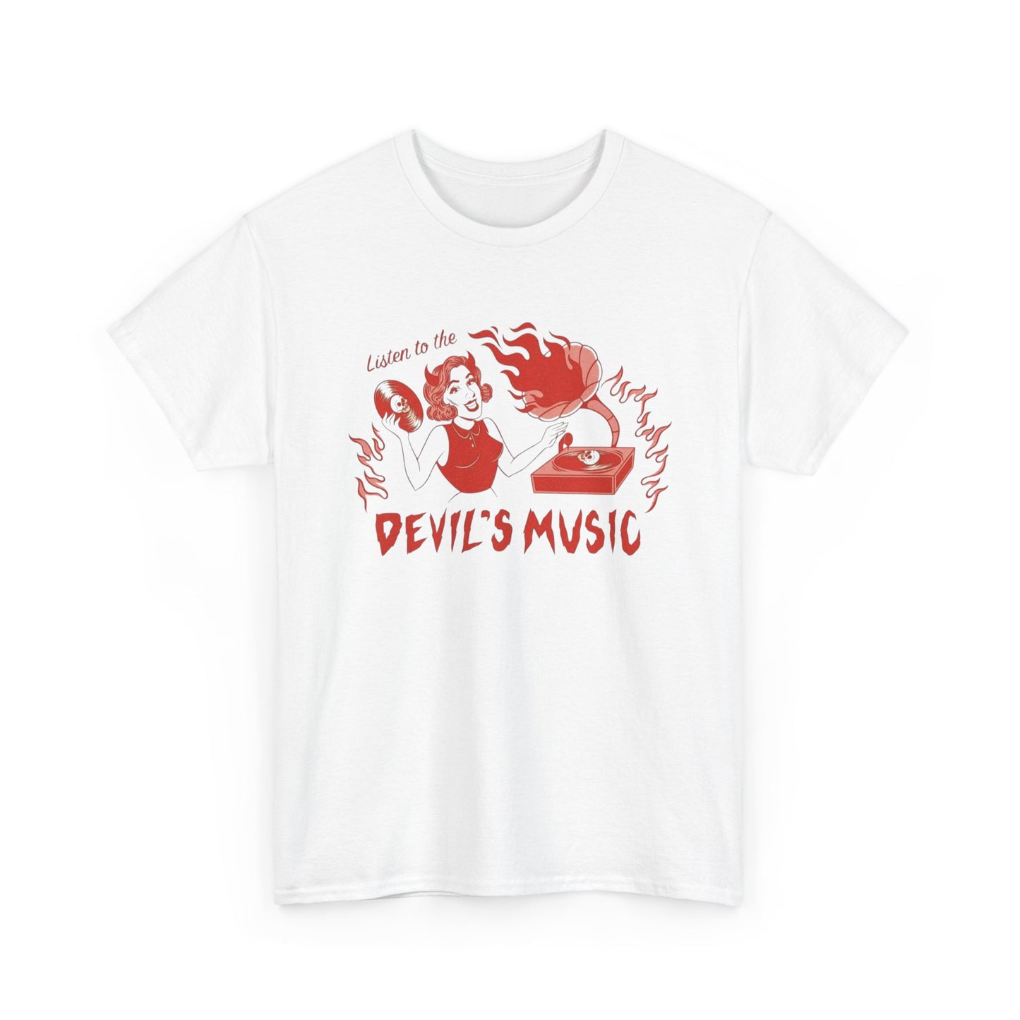Listen To The Devils Music Graphic T Shirt New Adult Unisex Heavy Cotton Tee