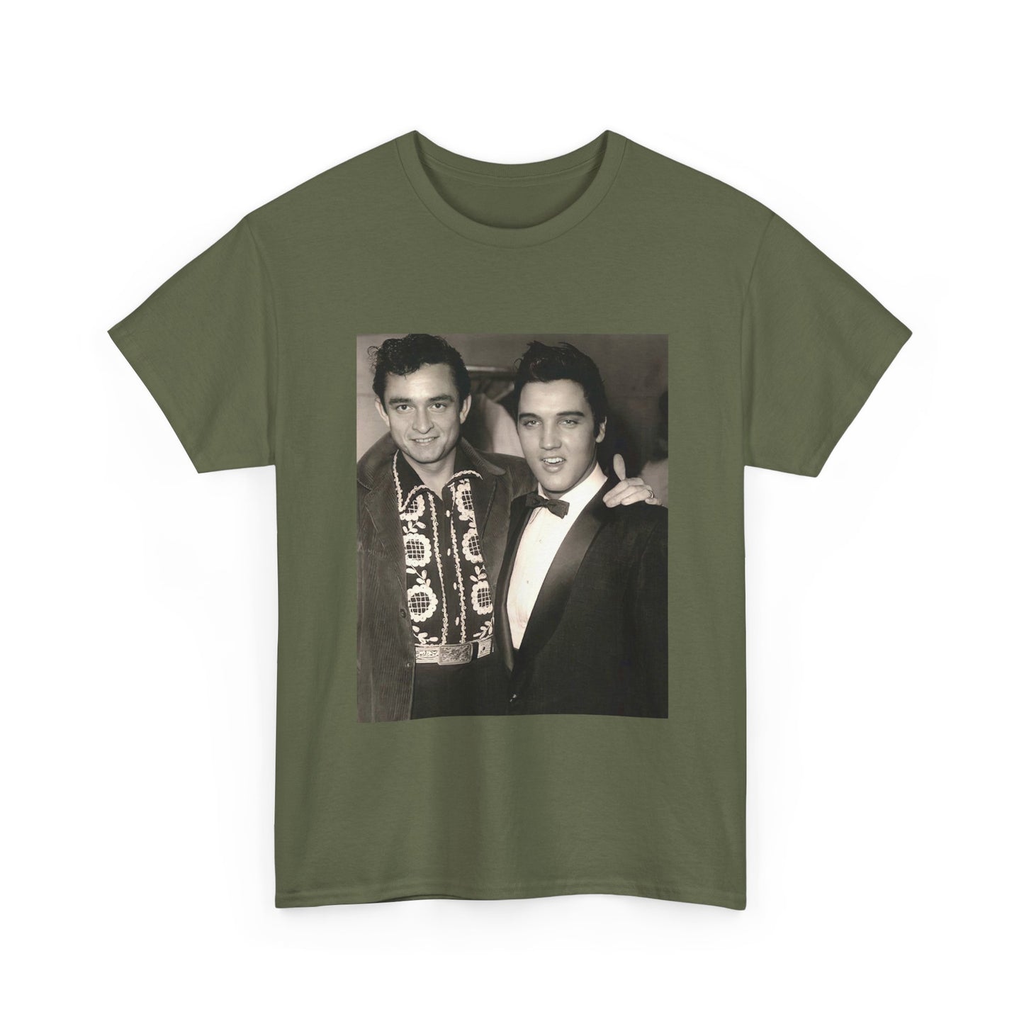 Elvis And Johnny cash shirt vintage graphic art black and white Heavy Cotton