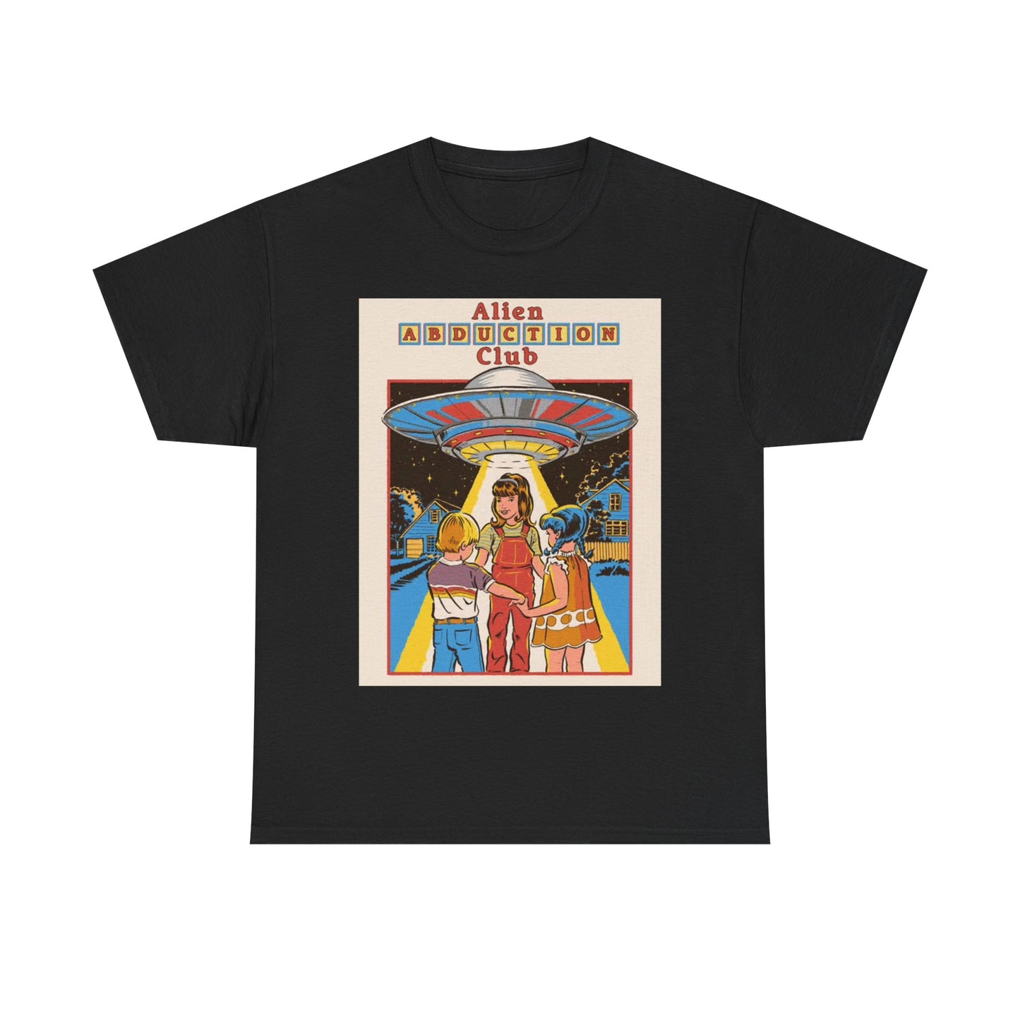Alien Abduction Tshirt Funny 80s Retro Graphic Unisex Heavy Cotton Tee