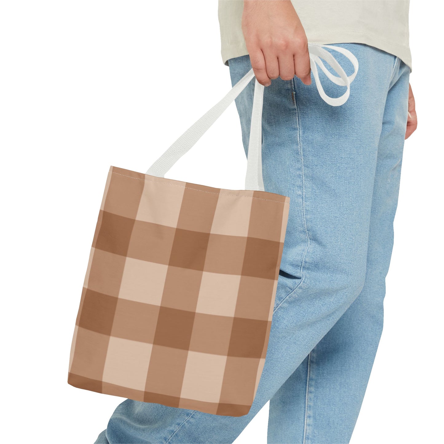 Brown Checkered All Over Print BRAND NEW Purse - Pocketbook - Travel Tote Bag