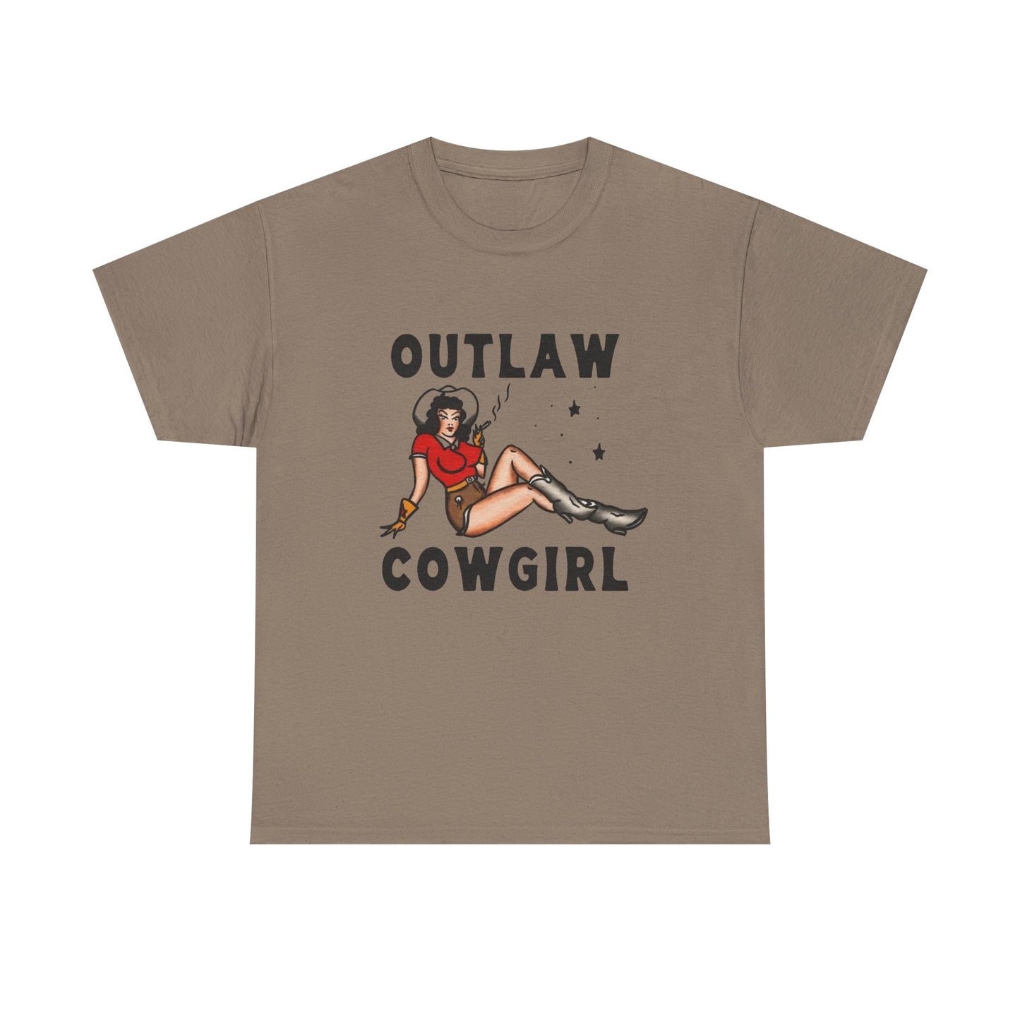 Outlaw Cowgirl Vintage Graphic T Shirt Unisex Heavy Cotton Tee GIFT NEW