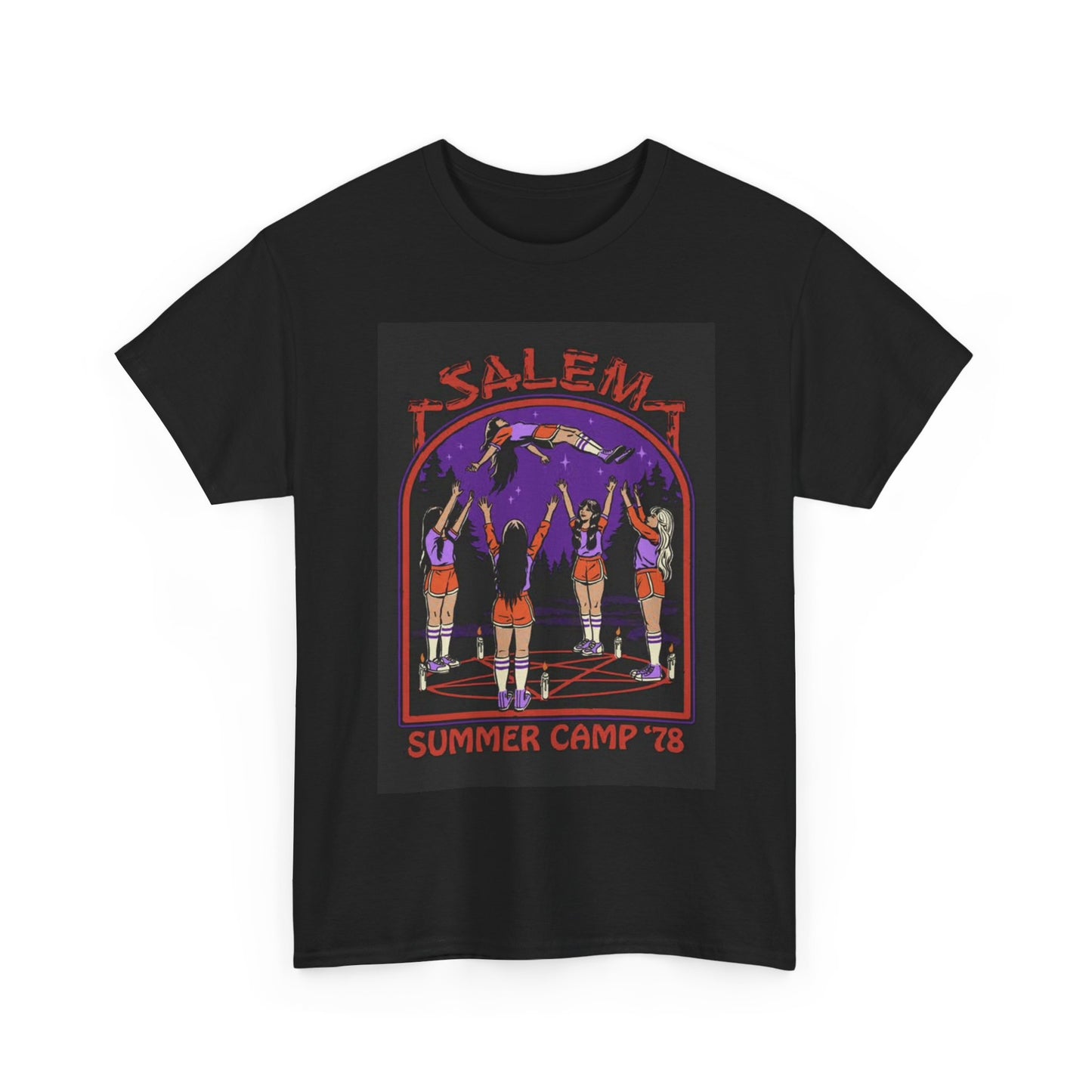 Salem Mass Tshirt Funny Satan Summer Camp Retro 80s Unisex Heavy Cotton Tee