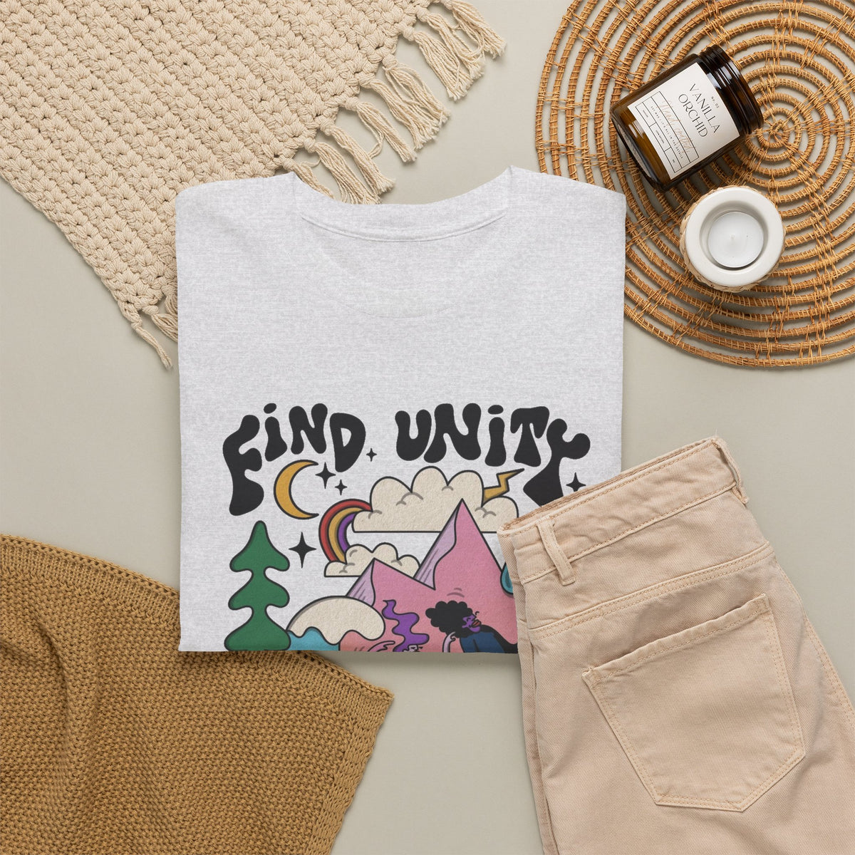 Find Unity In Community Graphic T Shirt Men's Heavy Cotton Tee