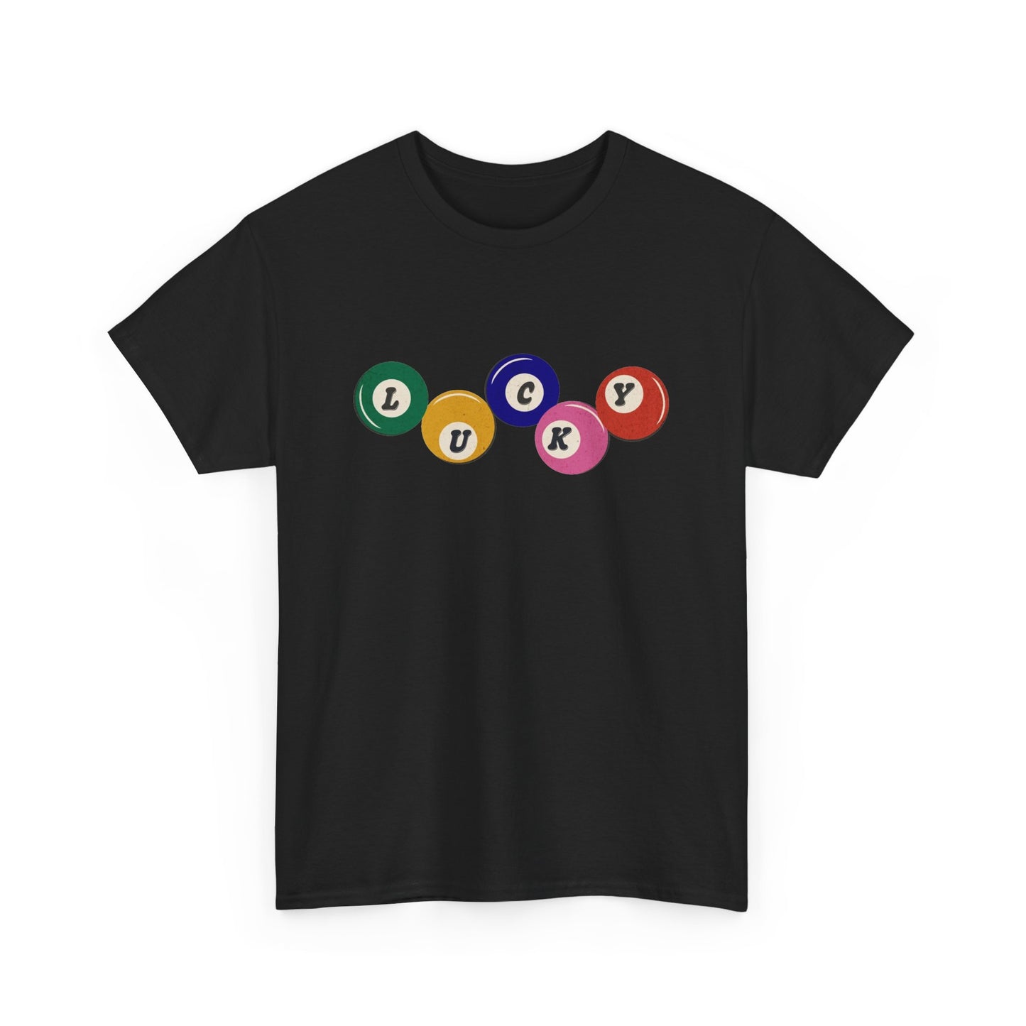 Lucky Pool Balls Retro Graphic T Shirt Men's Heavy Cotton Tee