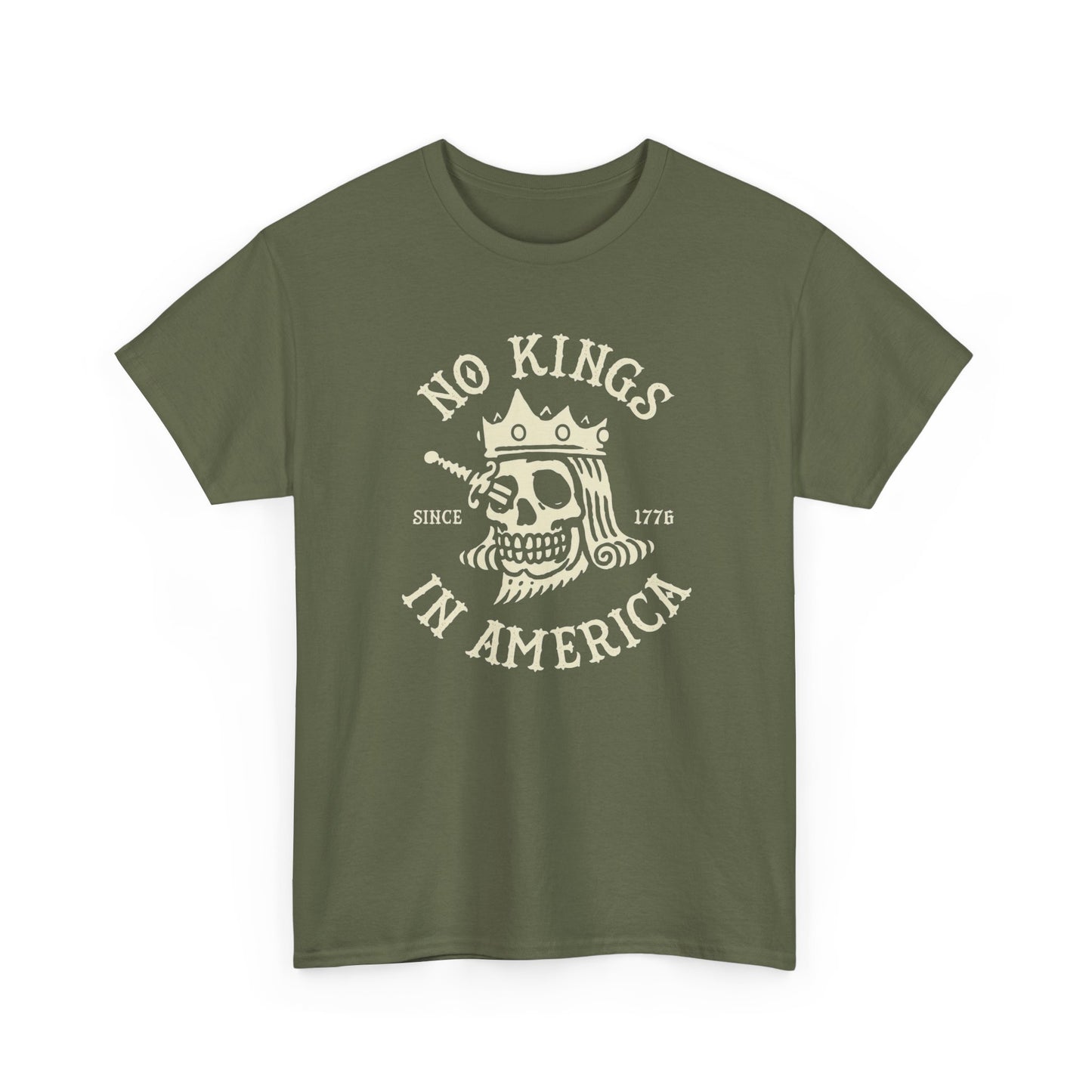 NO KINGS IN AMERICA Graphic T-Shirt Comfy Cotton Tee Brand NEW
