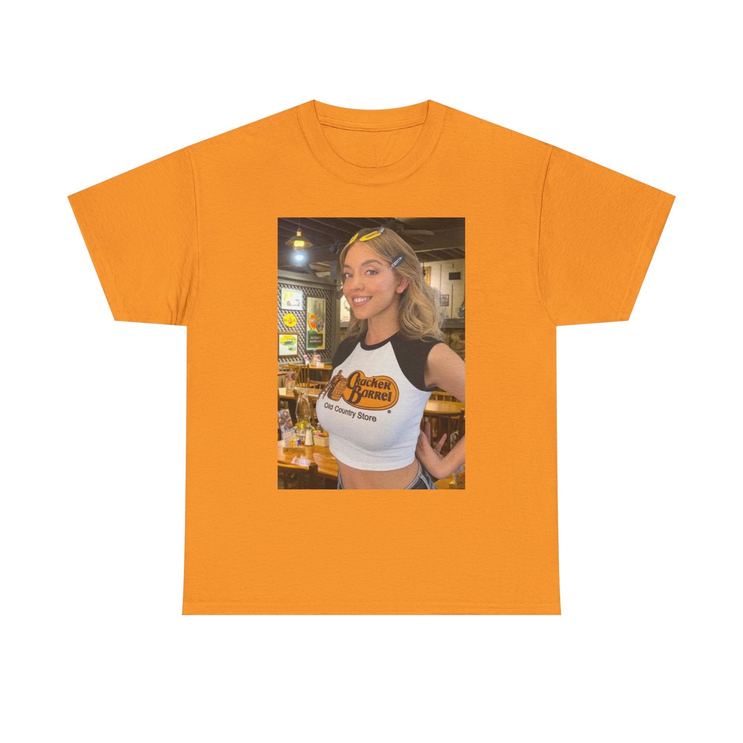 Sydney Sweeney Graphic T Shirt Cracker Barrel Funny Gift Unisex Heavy Cotton Tee
