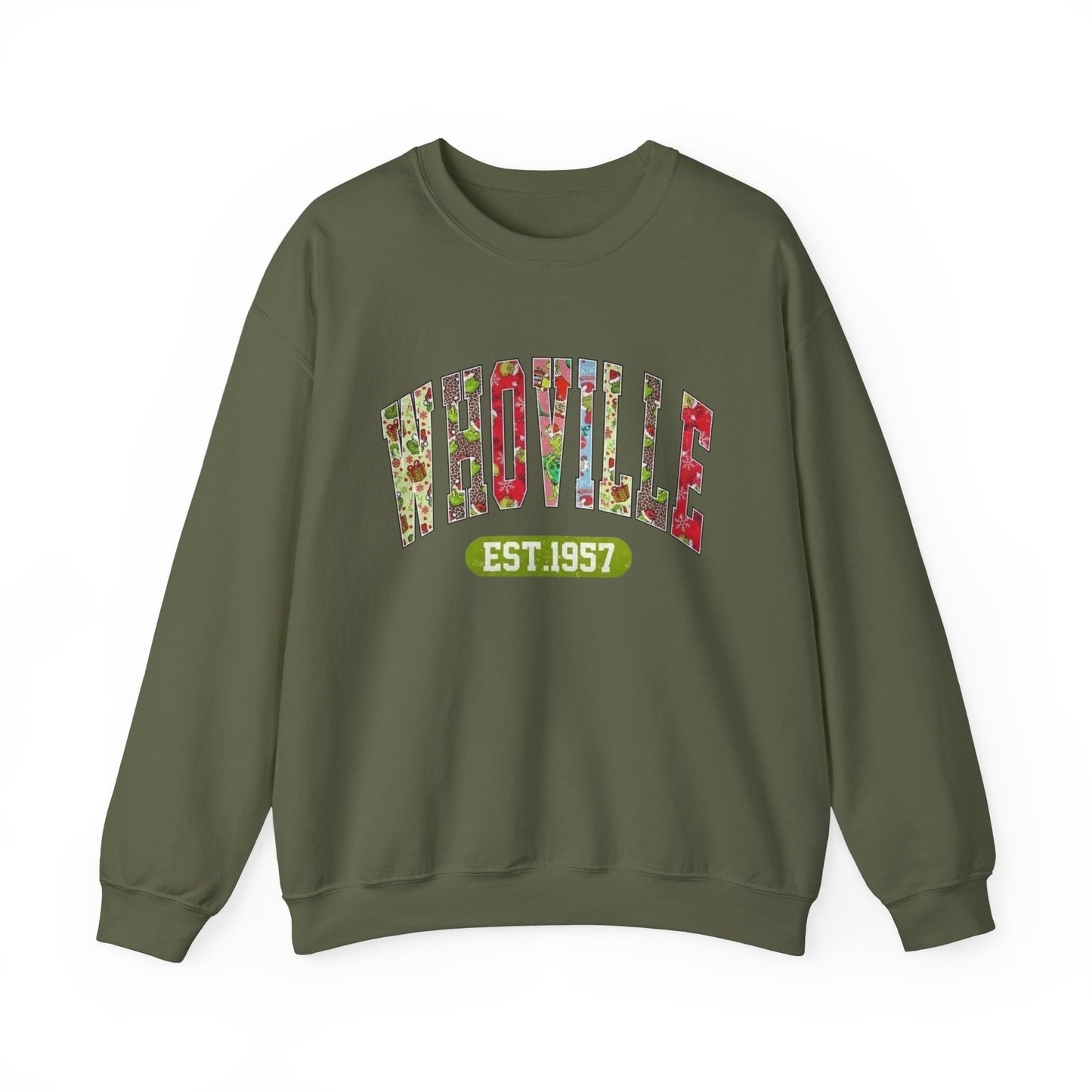 Whoville Graphic Grinch Christmas Sweater NEW Heavy Blend™ Crewneck Sweatshirt
