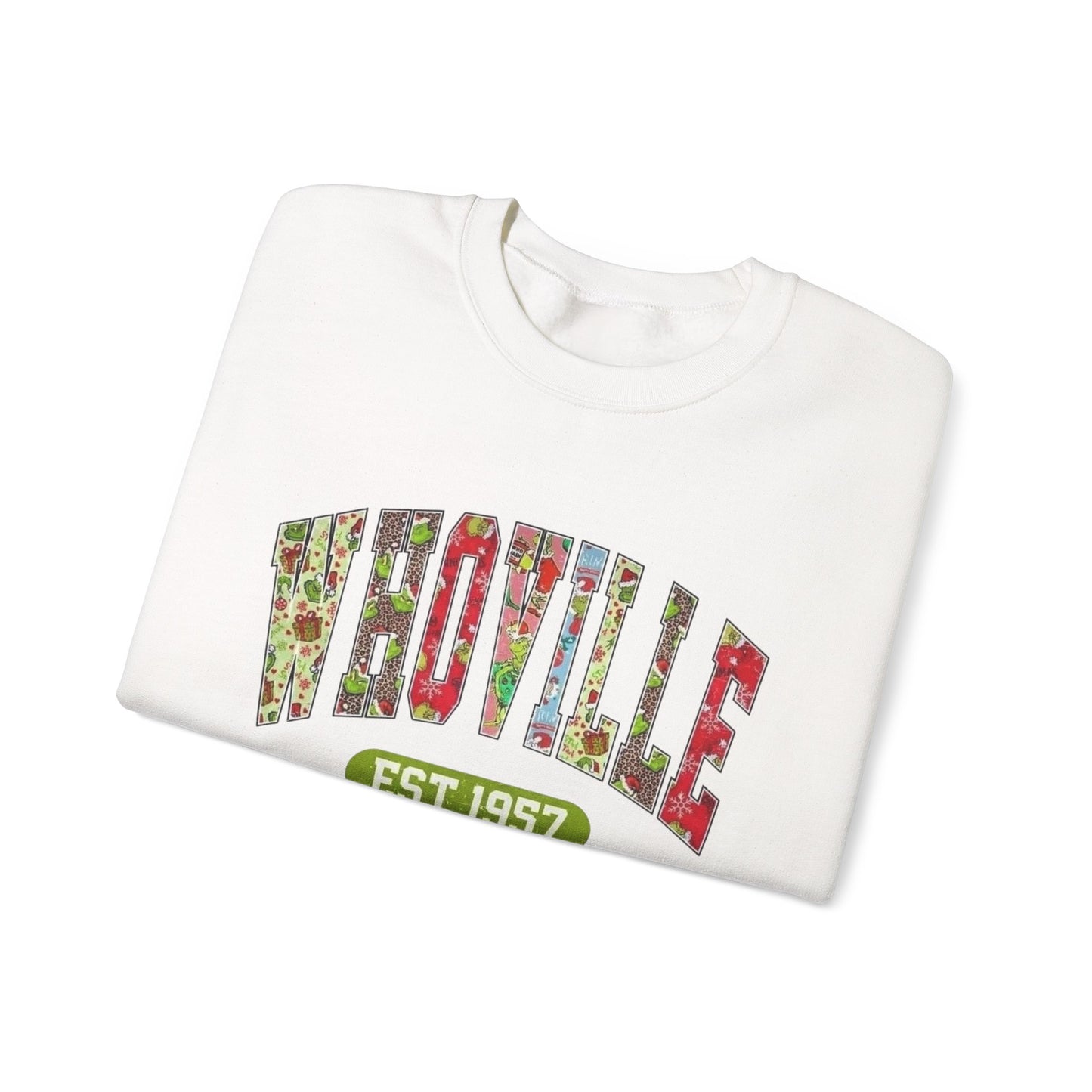 Whoville Graphic Grinch Christmas Sweater NEW Heavy Blend™ Crewneck Sweatshirt