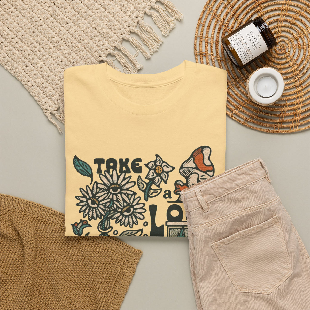 Take A Look Outside Graphic T Shirt Men's Retro Heavy Cotton Tee