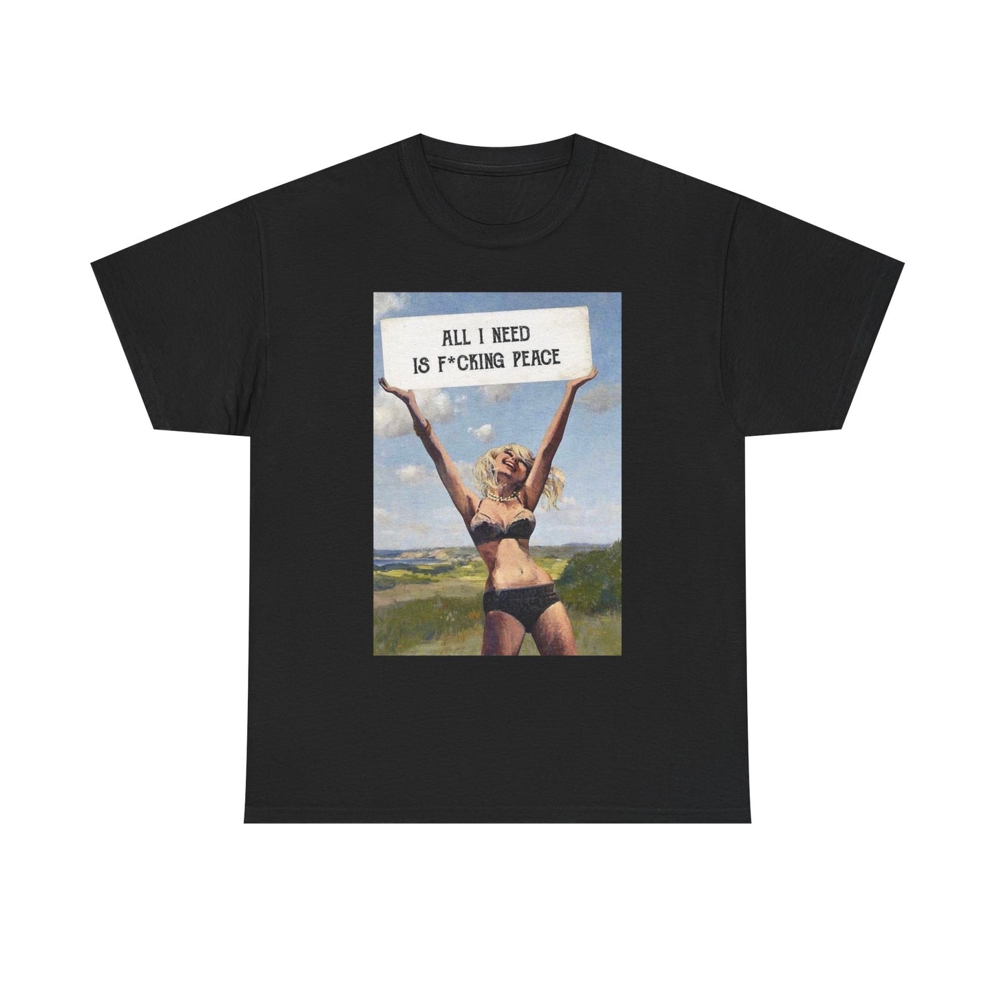 All I Need Is Peace Graphic T-Shirt Womens Comfy Cotton Tee NEW