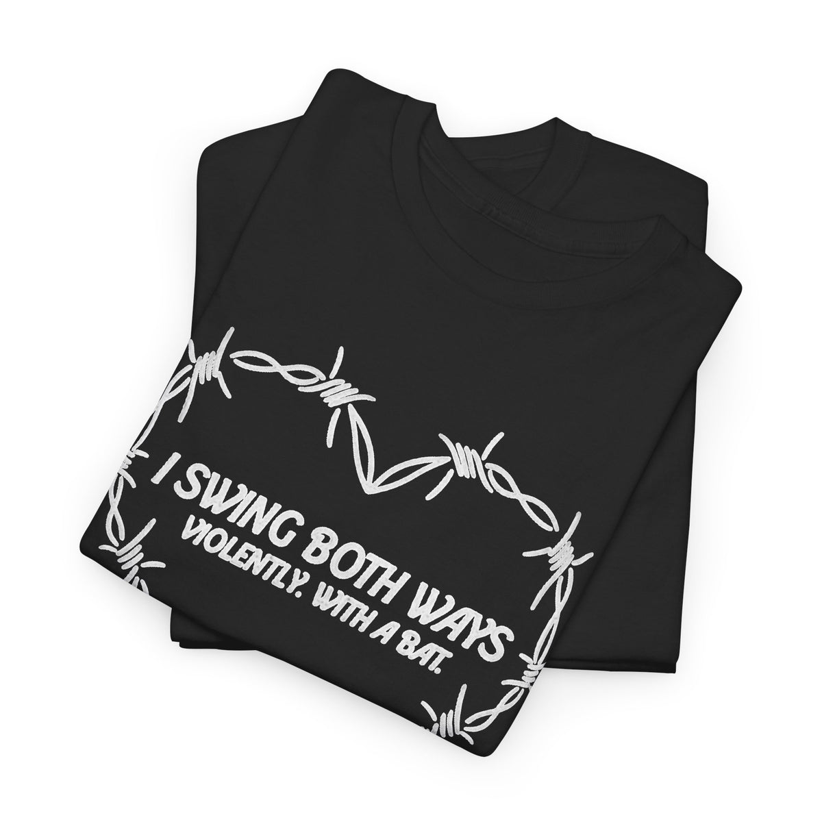 I Swing Both Ways Violently With A Bat Baseball Humor T-Shirt Men's Graphic Tee