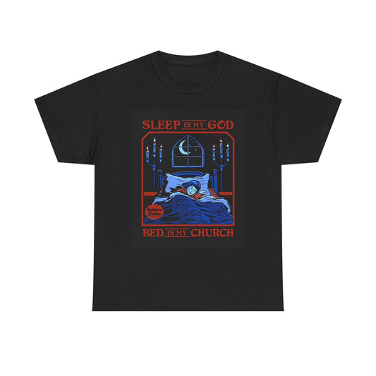 Sleep Is My God T Shirt Funny Graphic Unisex Heavy Cotton Tee