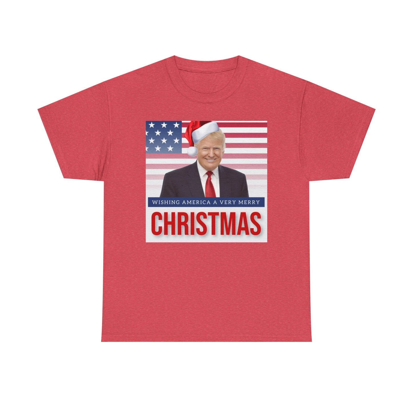 Trump Merry Christmas T Shirt Funny Holidays Graphic Unisex American Flag