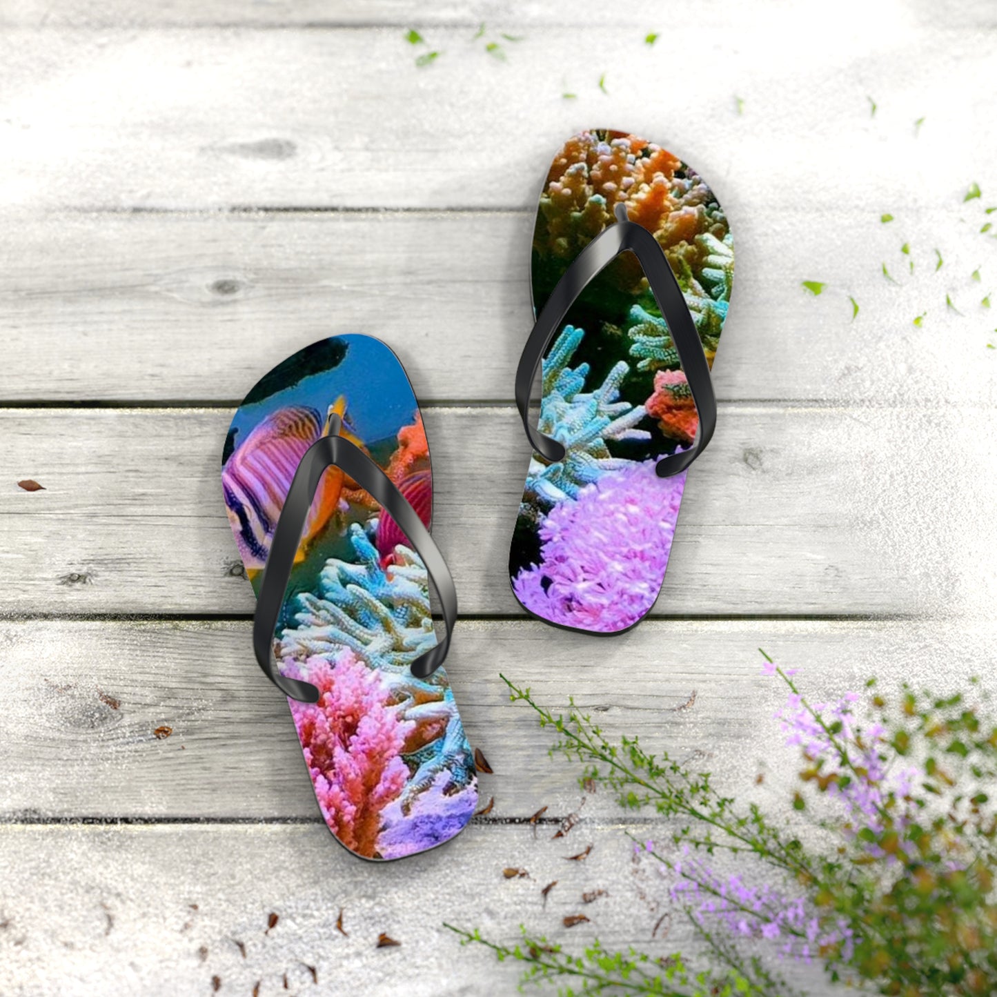 Coral Reef Summer Sandals, Beach Shoes, Vacation Flip Flops, Pool Slides