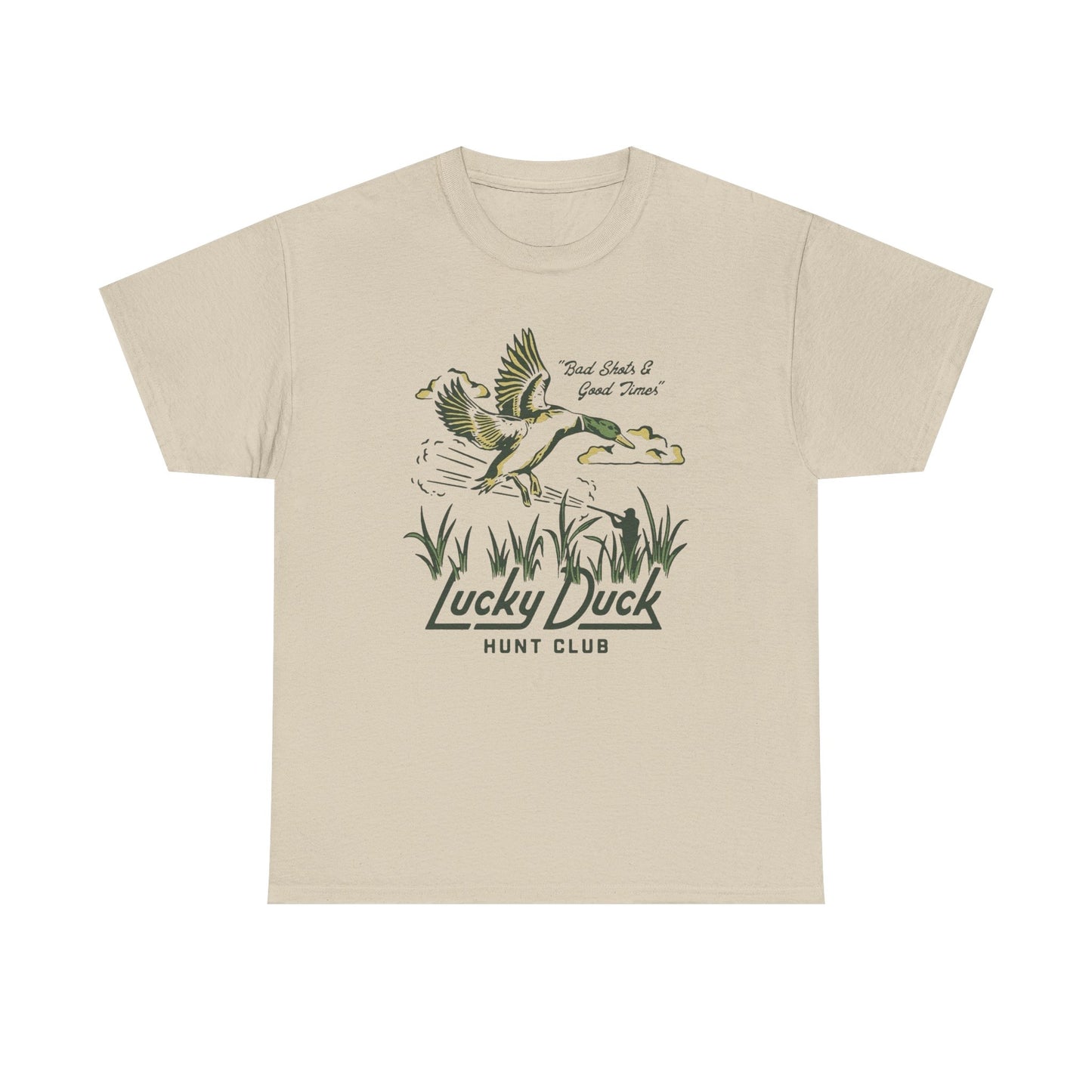 Lucky Duck Hunting Club Graphic T Shirt Unisex Heavy Cotton Tee