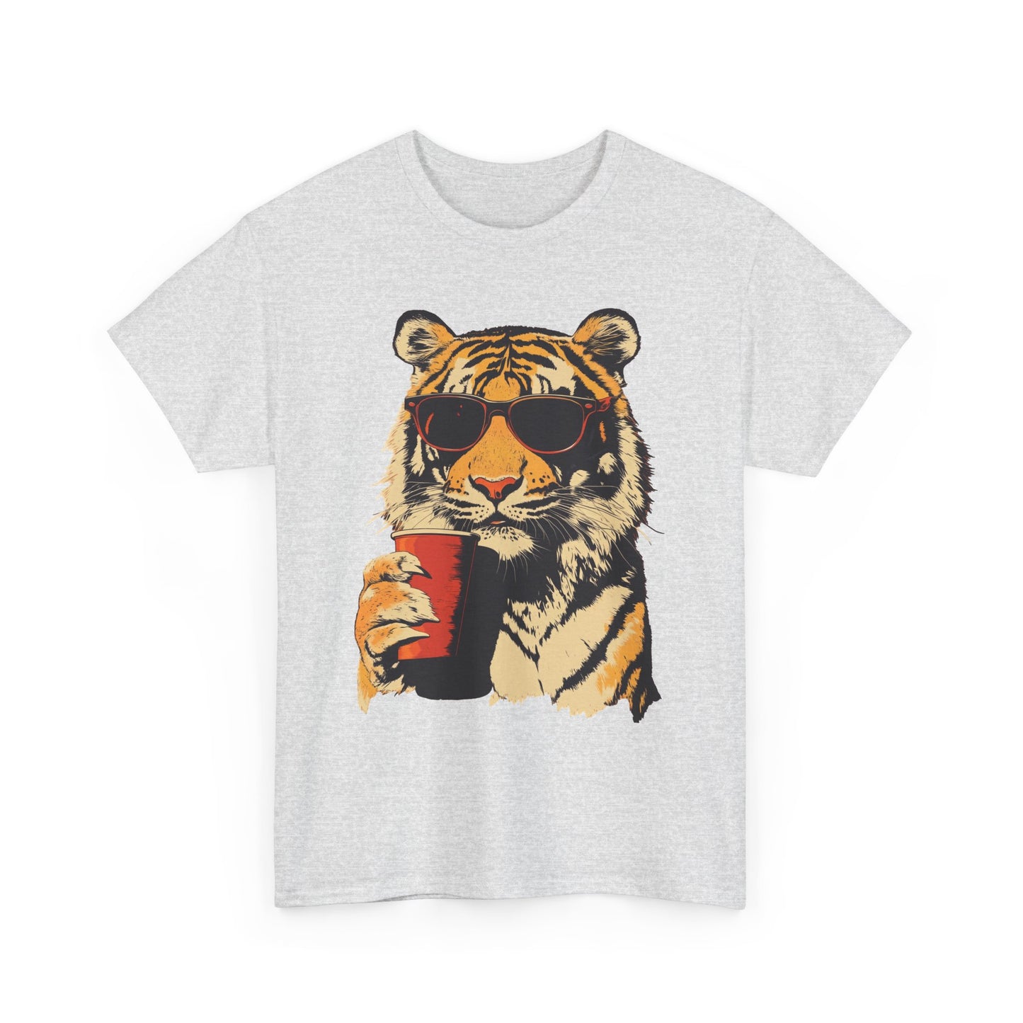 Chill Out Party Tiger Retro Graphic T Shirt Regular Men's Heavy Cotton Tee