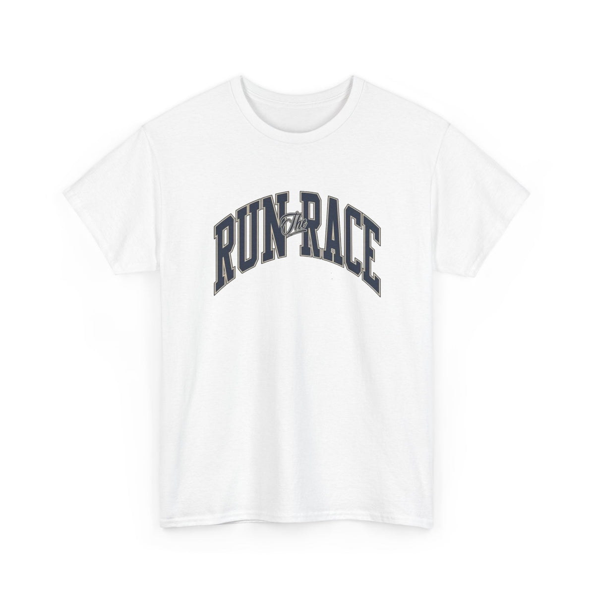 Run The Race Graphic T Shirt Men's Classic Heavy Cotton Tee