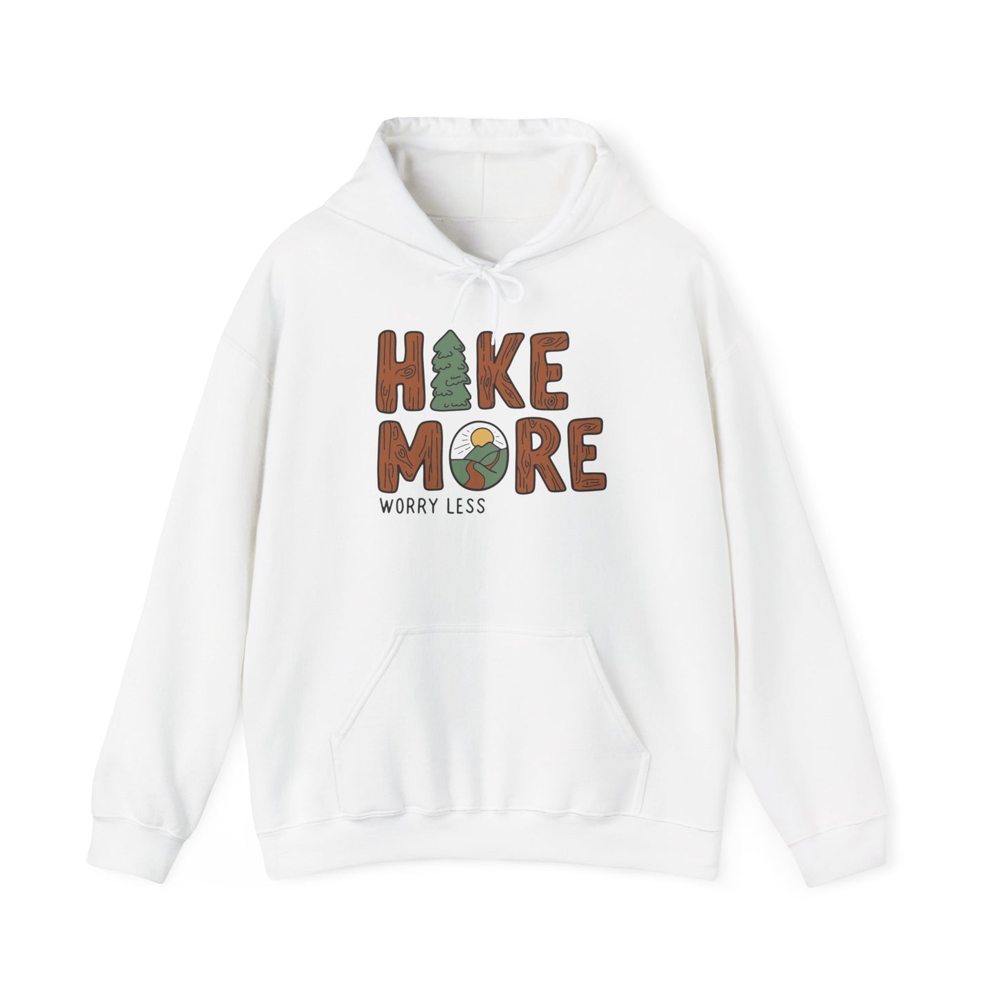 Hike More Worry Less Graphic Hoodie Unisex Heavy Blend™ Hooded Sweatshirt