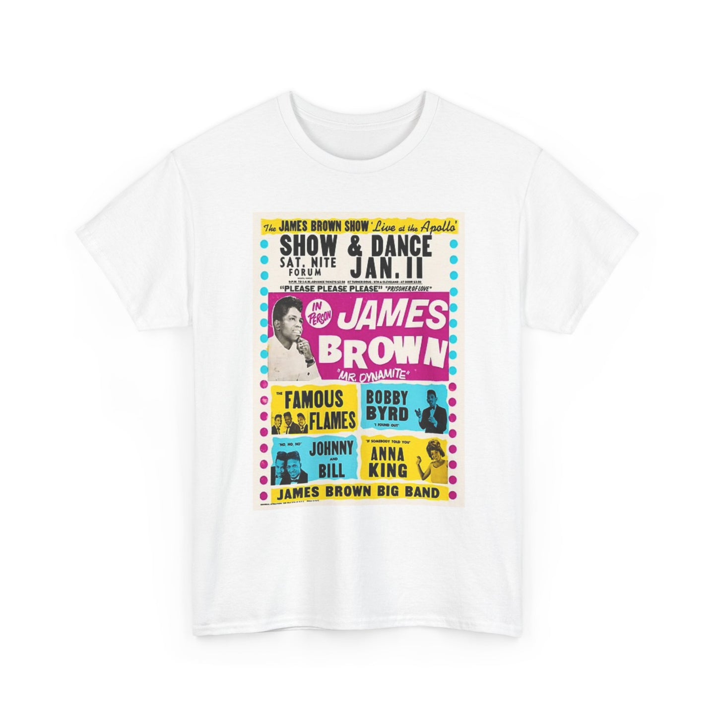 James Brown Graphic T Shirt Vintage Concert Poster Unisex Heavy Cotton Tee