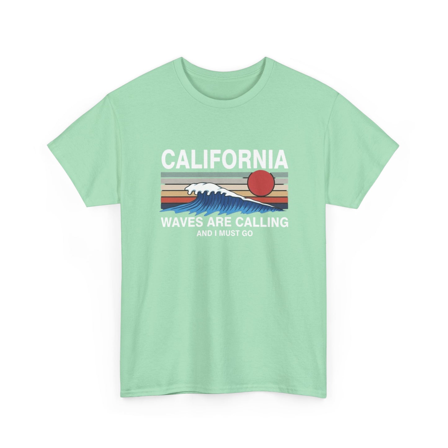 California Waves Are Calling Surfing Graphic T Shirt Unisex Adults NEW
