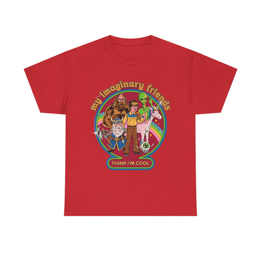 Imaginary Friends Tshirt Funny Aliens 80s retro Art Unisex Heavy Cotton Tee