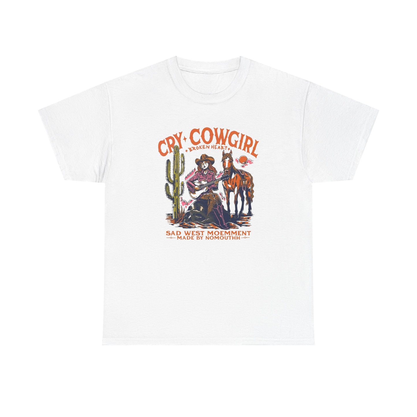 Cry Cowgirl Retro Graphic T Shirt Unisex Heavy Cotton Tee New Gift