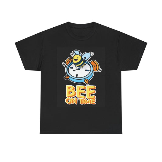 Bee On Time Graphic T Shirt Funny Bees Unisex Heavy Cotton Tee