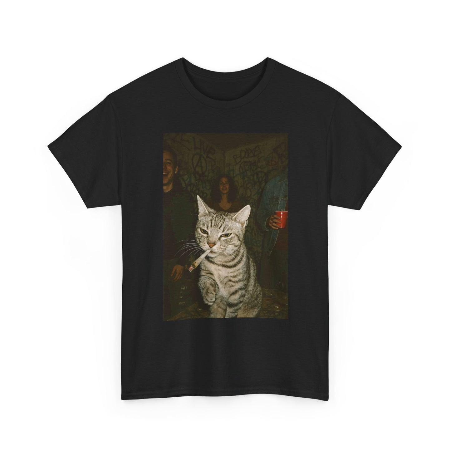Funny Cat Smoking Meme Graphic T Shirt Unisex Heavy Cotton Tee BRAND NEW