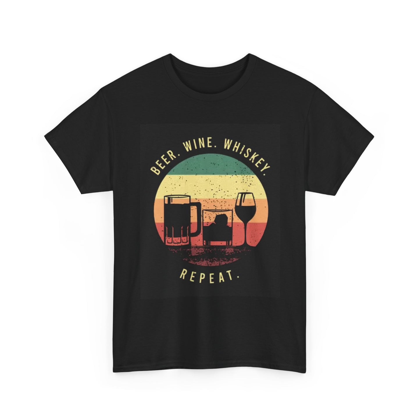 Beer Whiskey Wine Graphic T Shirt Funny Party Unisex Heavy Cotton Tee